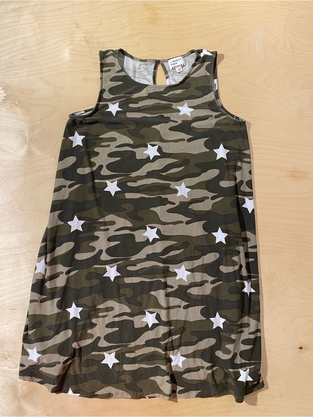 Liberty Park Olive Camo Star Sleeveless Dress Small (RY)